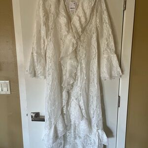 Free People Cream Floral Lace Top